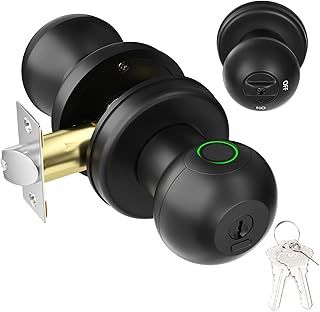FITNATE Biometric Door Lock, Rechargeable Fingerprint Lock with Key, Smart Door Handle for Bedrooms, Offices, and Hotels