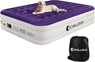 CHILLSUN 203x152x40cm Double/King Inflatable Mattress, Air Bed with Built-in Electric Pump,Double Blow Up Mattress in 3 Mins Self-Inflation/Deflation,Guest Airbed for Home Portable Camping(King)