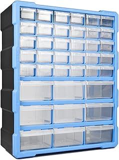 TekBox DIY Tool Bits Storage Organiser Unit - Workshop Parts Craft Box Cabinet (39 Drawer)