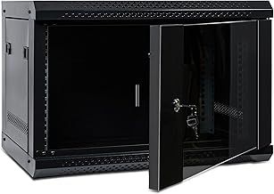 19" Flatpack Self Assembly Data Server Rack Cabinet, Wall or Floor Mounting, 19 Inch Standard Rack Size for Home, Office, Server Room, Computer, Audio with Locakable Glass Door 6U 400mm
