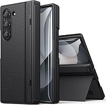 SIXBOX for Samsung Galaxy Z Fold 6 Case with Kickstand & Front Screen Protector & Hinge Protection, Slim Fit Rugged Hard 360° Full Body Cover Protective Phone Case for Samsung Z Fold 6 5g 2024, Black