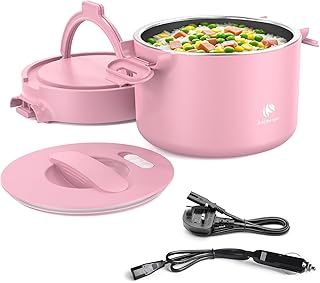 100W Portable Electric Lunch Box, Car Food Warmer Cooker, 12/24/220V Upgraded Heated Lunch Box for Car/Truck/Office Ideal Men & Women's Gifts