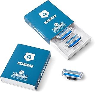 BEARHEAD Razor Refill Blades for Head Razor | 6 Cartridge Refills | Skull Shaving Refill Blades for Bald Men | 6 Cartridges each with 5-Precision Blades | Nick-Free Easy Clean Blades