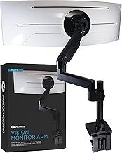 ULTRARM Heavy Duty Monitor Arm for Ultrawide Monitors up to 57" and 44 lbs, Single Desk Stand, Pneumatic Height Adjustable, Modular Extension Arms - Max VESA 100x100, Black, MA20P-S