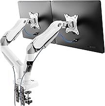 HUANUO White Dual Monitor Arm Desk Mount for 13 to 32 Inch Screens, Dual Monitor Stand for Curved Flat Screens, VESA Mount 75 & 100 mm