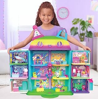Gabby’s Dollhouse 60+ Piece Mega Set Celebration Doll House Rainbow-Themed with Sounds & Music + 6 Deluxe Rooms + Gift Tag