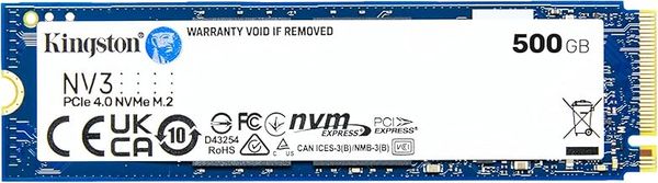 Kingston NV3 NVMe PCIe 4.0 Internal SSD 500GB M.2 2280 SNV3S/500G