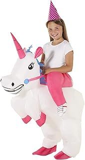 Kids Unicorn Ride On Inflatable Costume Blow Up Fancy Dress Outfits Boys & Girls