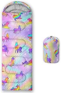 HOSIMA Sleeping Bags for Boys Girls Kids,Unicorn Printed Lightweight Warm Portable Outdoor Indoor Waterproof Cold Resistant Sleeping Bag for Camping Hiking