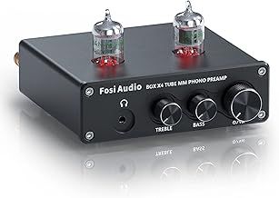 Fosi Audio BOX X4 Phono Preamp Headphone Amplifier/Preamplifier Hi-Fi Pre Amp with JAN 5654W Vacuum Tubes for MM Turntable Phonograph Record Player with Volume Bass Treble Control