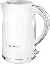 Russell Hobbs Electric Kettle (Hot Water, Tea or Coffee, 1.7L, Push to open lid, Perfect pour spout, Removable washable filter, Illuminated switch, Chrome accents, White, 3000W) Eden 27360