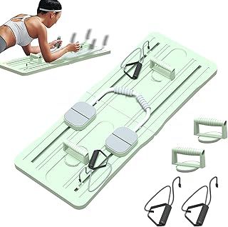 Ab Exercise Board, Multi-FunctionalAb Roller Automatic Rebound, Pilates Board, Foldable Abdominal Board with Elbow Support and Resistance Bands