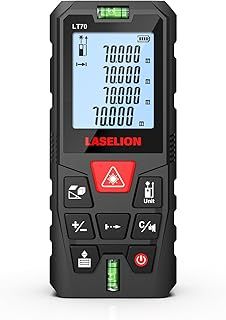 LT70 Laser Distance Meter – 70m (229ft) Range, High Accuracy, Multiple Measurement Modes, Built-in Level Bubble, and Mute Function (70m)