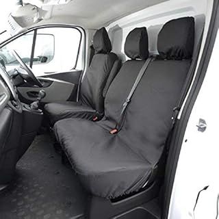 UK Custom Covers SC296B Tailored Heavy Duty Waterproof Front Seat Covers (NO Split Passenger Seat) Black - To Fit Vauxhall Vivaro Standard Van 2014-2019