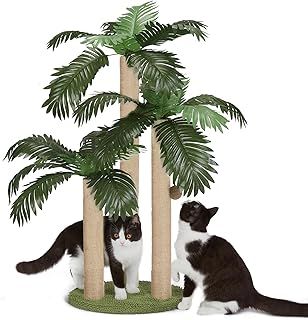 Cat Scratching Post,80cm Tall Cat Scratcher Post Cat Tree with 3 Scratching Poles & Dangling Ball for Indoor Outdoor Kitty Cat (Palm Tree)
