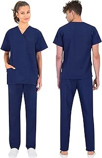 B-well Morelli 100% Cotton Scrubs Unisex Medical Uniforms & Scrubs Unisex Scrub Set of Scrub Top + Scrub Pants Set Nurses Uniform