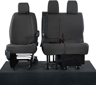 UK Custom Covers SC294BAD37 Tailored Heavy Duty Waterproof Front Seat Covers (Split Passenger Seat) Black - To Fit Vauxhall Vivaro-E 2020 Onwards