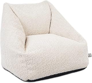 rucomfy Beanbags Kids Boucle Bean Bag Chair with Filling - Childrens Neutral Colour Beanbag Seat Bedroom Furniture - Toddler Armchair Seat for Boys & Girls - 50 x 46 x 48cm (Oat)