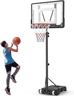 Basketball Hoop and Stand Adjustable: 5ft-7ft Indoor Outdoor Basketball Hoop System with 33" Shatterproof Backboard and Stand Wheels for Kids Teenagers Youth Junior