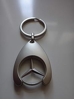 Mercedes Benz B66956285 Keyring with Shopping Trolley Token Chrome-Plated, silver, 4x3cm