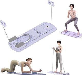 Multi-Functional Pilates Board & Reformer Machine Set – Ab Roller, Ski Trainer, Resistance Bands & Plank Trainer – Smooth Glide System with Counter & Phone Holder, Ideal for Home Pilates & Core Workou