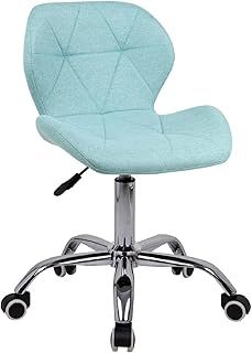 Modern Fabric Swivel Office Chair, Height Adjustable Padded Armless Desk Chair with Wheels for Home Office, Light Green