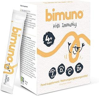 Bimuno Kids Immunity | 4-in-1 Prebiotic and Vitamin D3, C, Zinc | Gut Health & Immune Support Food Supplements | Bacterial Culture | Gluten Free | High Fibre Soluble Powder | 1 Month Supply