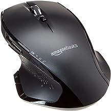 Amazon Basics Ergonomic Wireless Mouse with 2.4 GHz with USB receiver, fast-scrolling, clickable wheel - Black