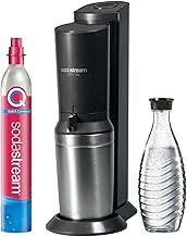 SodaStream Crystal 3.0 Water carbonator Quick-Connect CO2 Cylinder and 1 x Glass Carafe, Silver, Stainless Steel, Black/Titanium, 45 cm