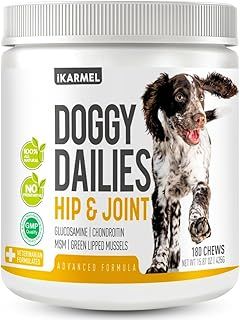 Joint Supplements for Dogs | Hip and Joint Care | with Glucosamine, Chondroitin, and Green-Lipped Mussels | Puppy to Senior Dog Treats for Stiff Joints (180 Chews)