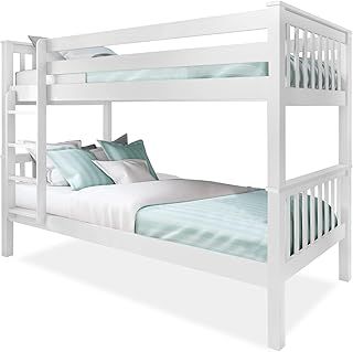 Double Bed Bunk Bed, 3ft Grey Wooden Bunk Beds With Ladder Twin Sleeper Kids Bunk Bed, Solid Pine Wood Frame Single Double Bed frame for Kids Children Home (Grey L198 cm x W98 cm x H144)