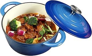 Dutch Oven Cast Iron 5 L Enameled Cast Iron Dutch Oven Pot with Self Basting lid Blue Heavy Duty Dutch Oven Dual Handles Porcelain Enameled Cast Iron Pot Family or Friends Gifts