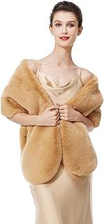 BEAUTELICATE Faux Fur Wrap Shawl Stole Women’s Large Shrug Cape for Winter Wedding Evening Brides Bridesmaids 1920s Fancy Dress Costume