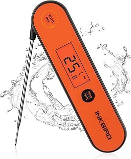 INKBIRD IHT-1P Meat Thermometer Food Thermometer,Instant Read Meat Thermometer Digital Probe with Rechargeable Backlight Hanging Calibration Foldable (Orange)