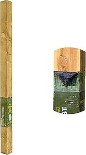 Rot Protected Wood Fence Post 3x3" | Pressure-Treated Timber Post for Gardening | Decay-Protected with Postsaver Dual-Layer Rot Protector | 20-Year Guarantee (6 Foot | 1.8 Meters)