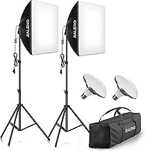 RALENO Softbox Lighting Kit, 2 x 50x50cm Photography Studio Lighting with 50W LED Bulbs, 5500K 97 CRI Continuous Lighting Kit Photo Equipment for Video Recording, Portraits, Product Shooting