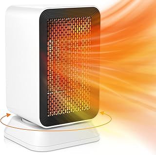 Portable Fan Heater, Electric Radiator 3 Energy Saving Modes/Rotation Function/PTC Ceramic/Timer/Overheating Protection, Electric Heater for Office, Camping, Bathroom