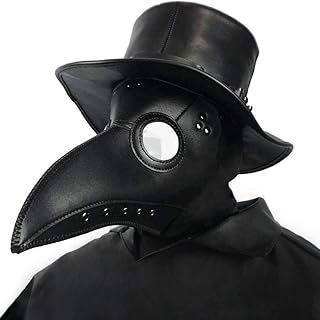 Creepy Party Plague Doctor Mask Black Leather Long Nose Bird Beak Steampunk Masks Costume Props for Masquerade Halloween Party Carnival Cosplay