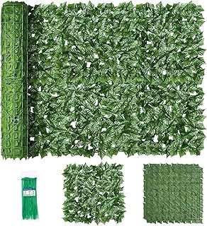 Artificial Ivy Fence Screening 5 x 1m, Expandable Artificial Hedges Fence, Garden Privacy Trellis Screening, Balcony Wall Fence Panel, UV Protection Outdoor Indoor Home Decor with 50 Free Nylon Ties