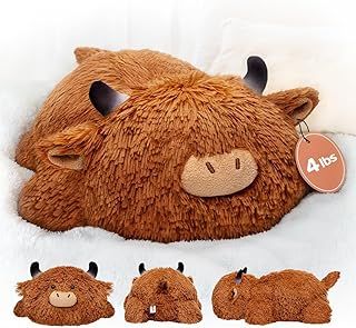 Mewaii Weighted Stuffed Animals Kawaii Plush Pillow Highland Cow Weighted Plushies Birthday Gifts for Kids Girls Boys (23 inch)