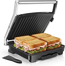 Aigostar Sandwich Toaster Panini Press, Deep Fill Toastie Maker, Electric Health Grill with Non-Stick Plates, 180° Flat Open, Stainless Steel, Easy to Clean, 800W - York