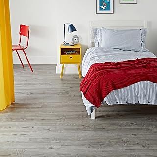 Self Adhesive Vinyl Flooring Planks | Peel & Stick Lino Flooring | Kitchen Bathrooms Home Office Bedrooms | DIY Flooring | Waterproof | Premium Quality | 36pcs (5m² area) Washed Grey effect