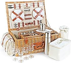 Luxury Fitted Picnic Hamper Basket, 4-Person (23")