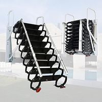 Wall Mounted Attic Ladder, Pull Down Loft Stairs for Indoor, 12 Steps Retractable Home Attic Stairs, Folding Loft Staircase, Loft Ladder with Armrests Outdoor, Non slip (black, 2.7-3.2m)