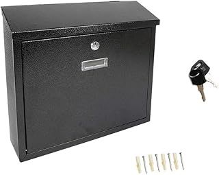 Display4top Lockable Letter Box | Post Box | Mail Box with Cover Outdoor Wall Mounted Mail Box - Black
