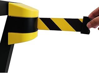 Magnetic Belt Barrier Retractable - 3/5/10m Wall Mount Queue Crowd Control Wall Barrier, Fixed Safety Cordon Barrier, Queuing Safety Tape Cordon, Airports, Banks, School(10m)