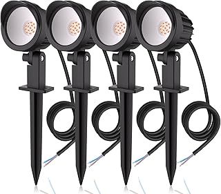 MEIKEE Outdoor Garden Landscape Lights 500LM Spike Lights LED Landscape Spotlights IP66 Waterproof Lawn Light Decorative Light for Garden Lawn Landscape Patio Backyard Warm White 4 Pack 1M Cable
