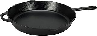 Amazon Basics Pre-Seasoned Cast Iron Skillet, Heavy-Duty Oven Safe up to 260 C, Large 15-inch (38.1 cm), Black