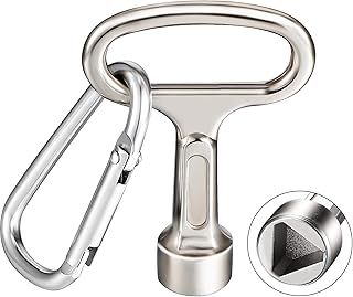 Hotop Metal Triangular Key Meter Box Key Silver Triangle Socket Spanner Key with a Keychain for Gas Water Electric Meter Box Cabinet