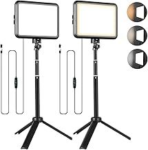 Photography Lighting Kit, 2-Pack LED Desktop Video Light 2800K-6500K for Filming/Zoom/Game/Streaming/Video Conference/TikTok, 14 * 18cm Dimmable Studio Light with 40-60cm Portable Tripod